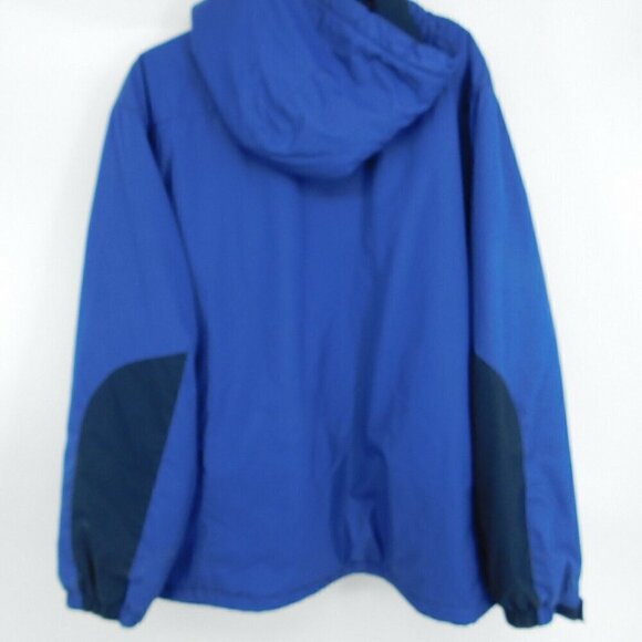 Free Tech Coat Mens Sz XL 46-48 Navy Blue Removeable Hood Medium Weight Pockets - Picture 7 of 9